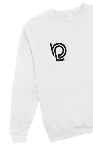White sweatshirt with the 1990s Bettendorf Public Library logo