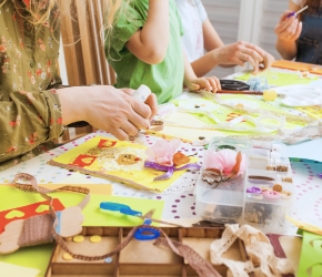 Arts and crafts projects on a table